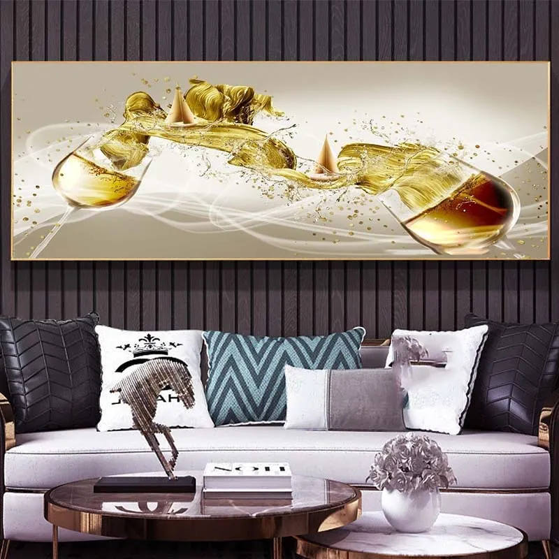 Art mural Modern Abstract Golden Wine