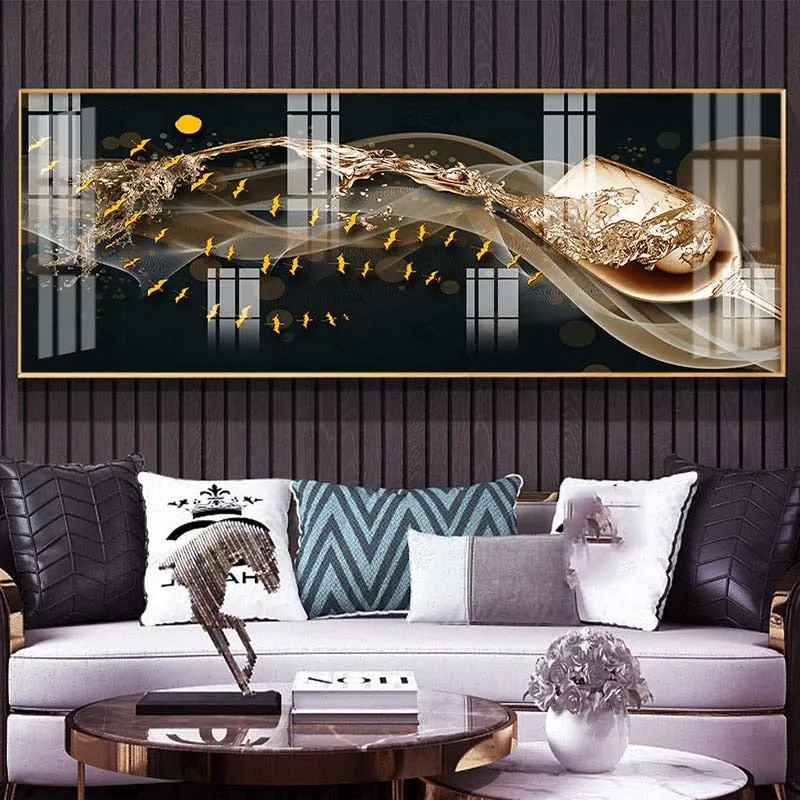 Art mural Modern Abstract Golden Wine