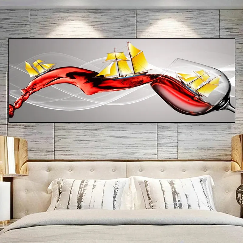 Art mural Modern Abstract Golden Wine