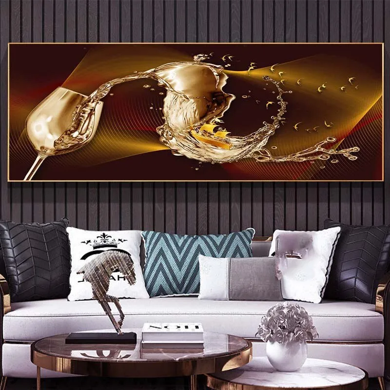 Art mural Modern Abstract Golden Wine