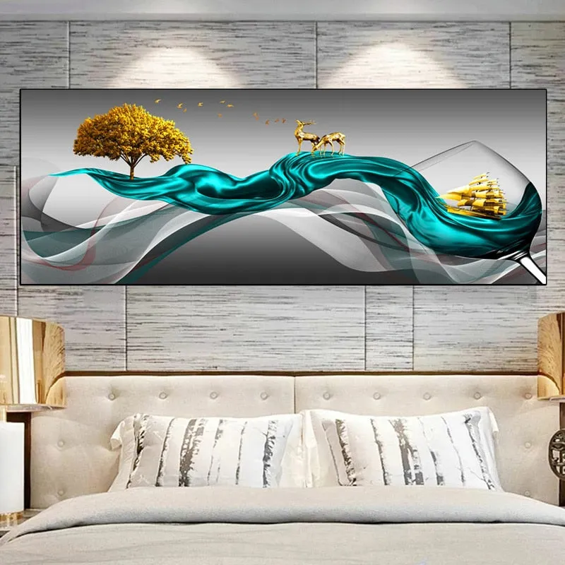 Art mural Modern Abstract Golden Wine