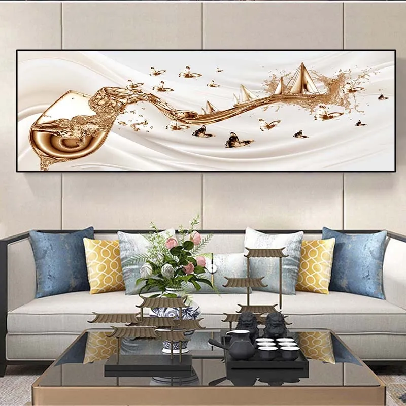 Art mural Modern Abstract Golden Wine