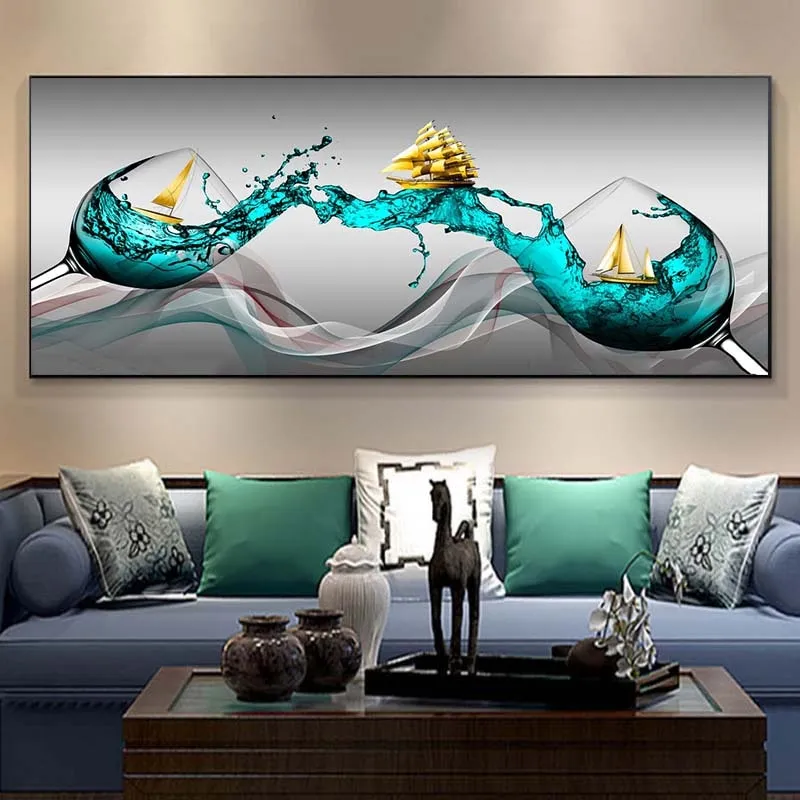 Art mural Modern Abstract Golden Wine