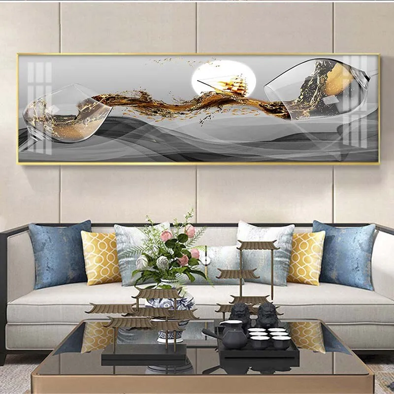 Art mural Modern Abstract Golden Wine