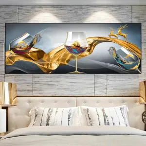 Art mural Modern Abstract Golden Wine