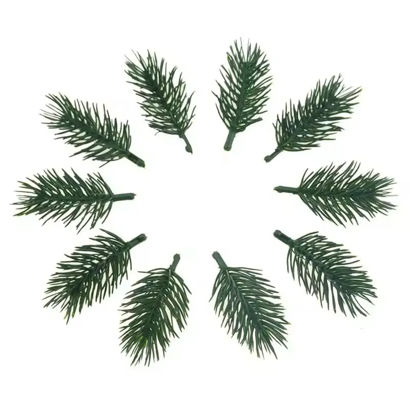 Artificial Christmas Pine Needle Picks x 100 pcs - Dark Green (Style 4)