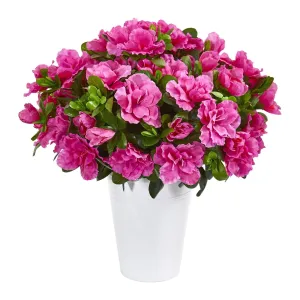 Azalea Artificial Plant in White Planter