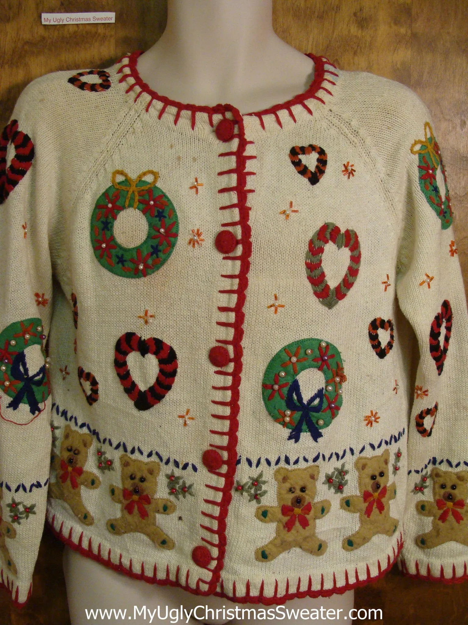 Bears and Hearts 80s 2sided Ugliest Christmas Sweater