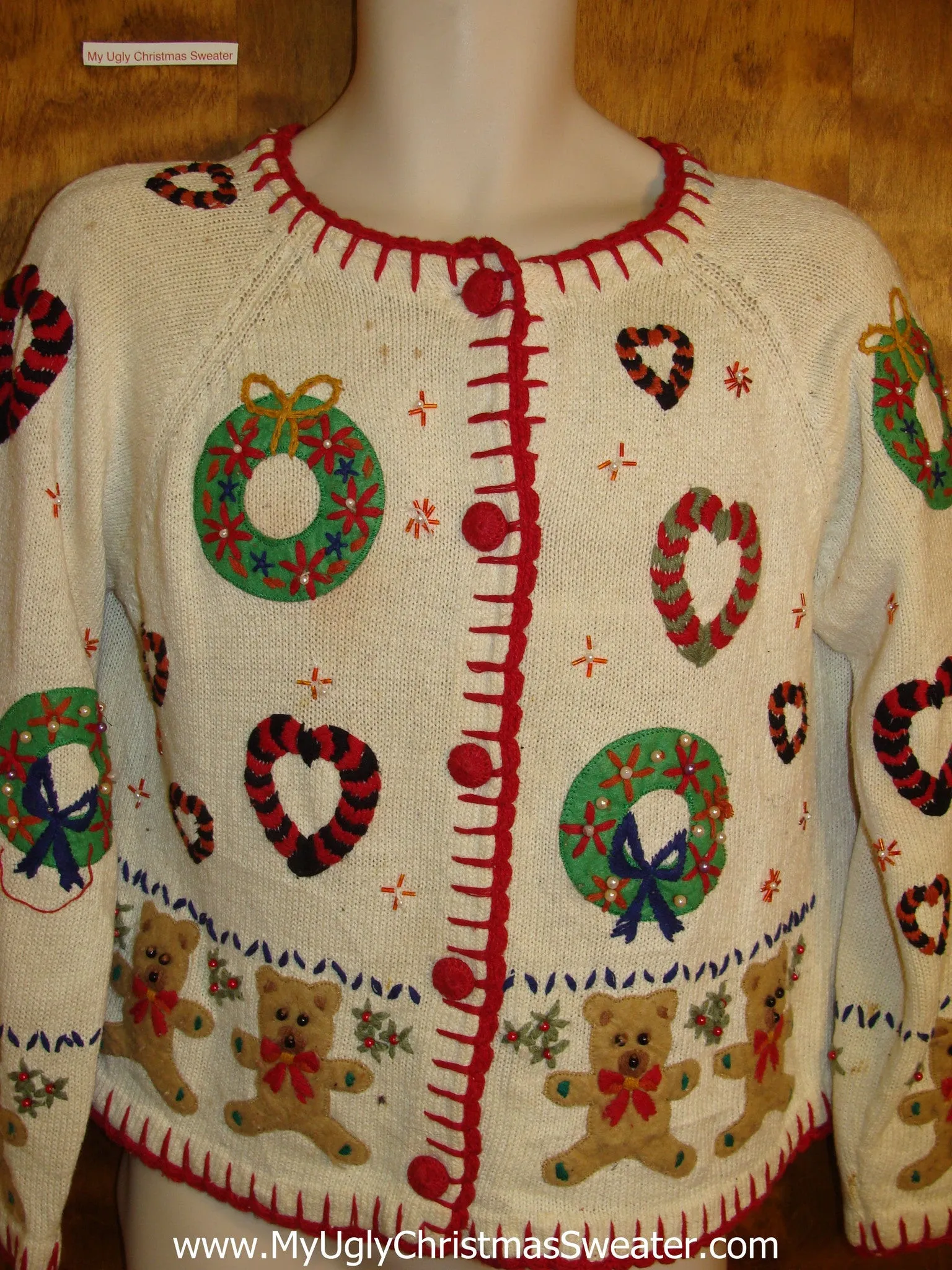 Bears and Hearts 80s 2sided Ugliest Christmas Sweater