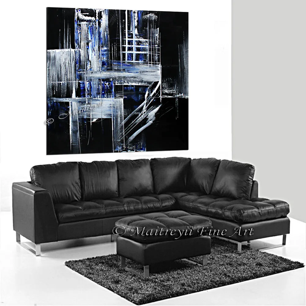 Black White Art Original Modern Painting - Crystal Palace