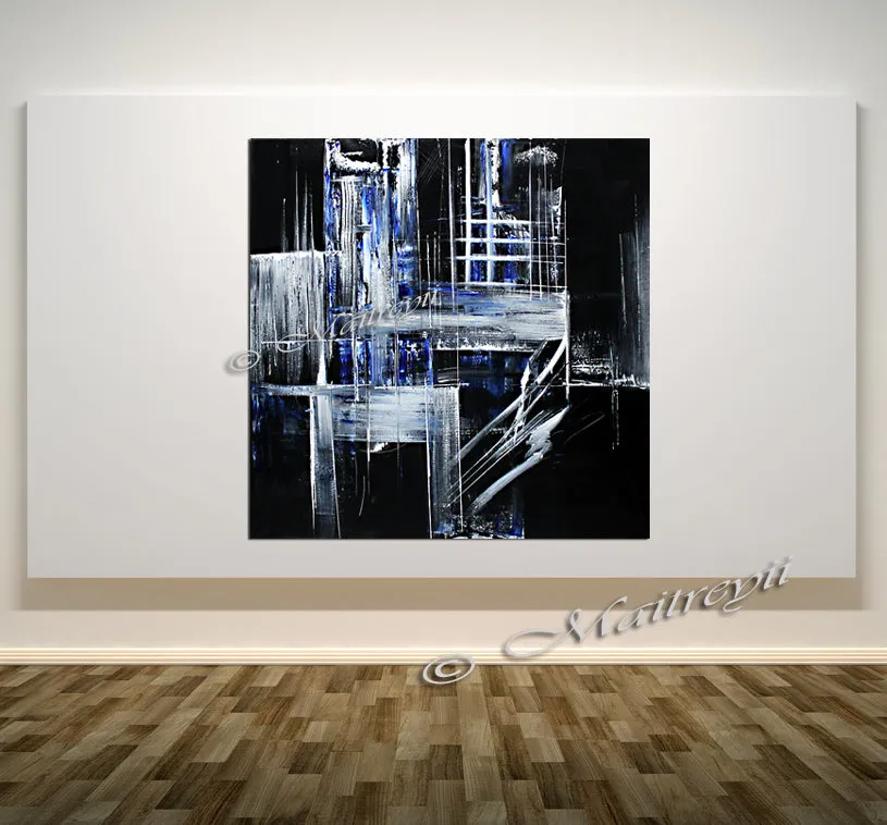 Black White Art Original Modern Painting - Crystal Palace