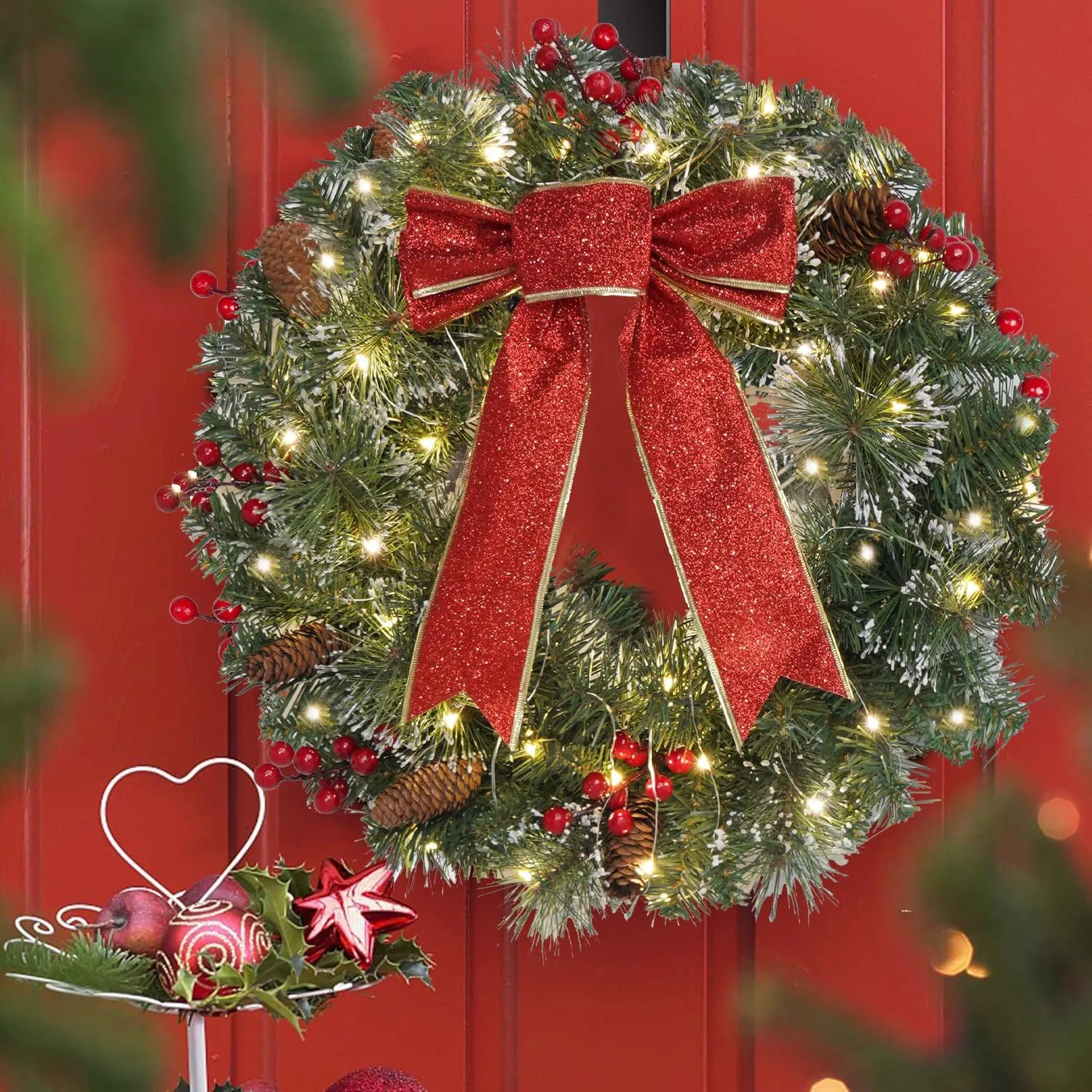 Christmas Door Wreath - 16-Inch Winter Decoration