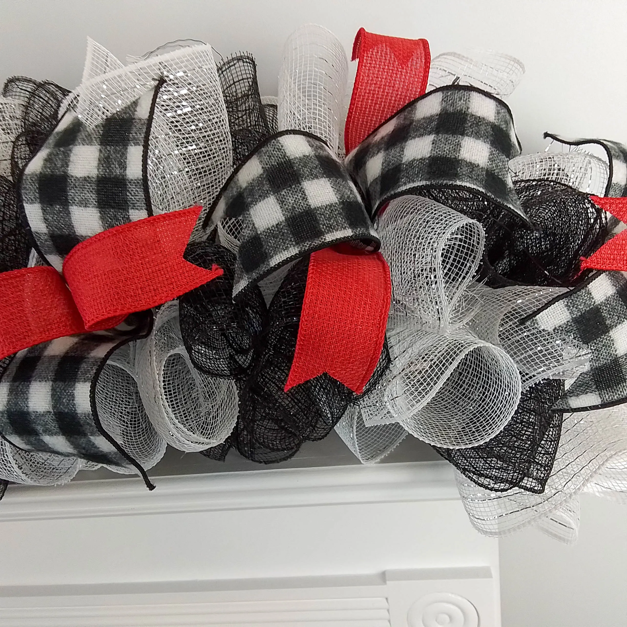 Christmas Garland for Staircase or Mantel Decor - Red, Black, and White