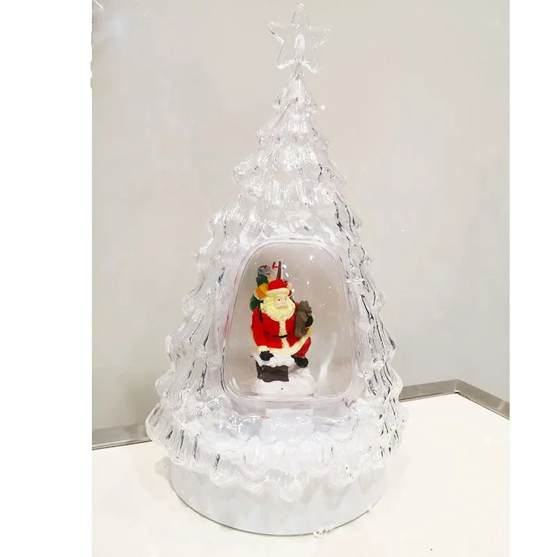 Christmas White LED Snow Globe Water Lantern with Clear Tree Design