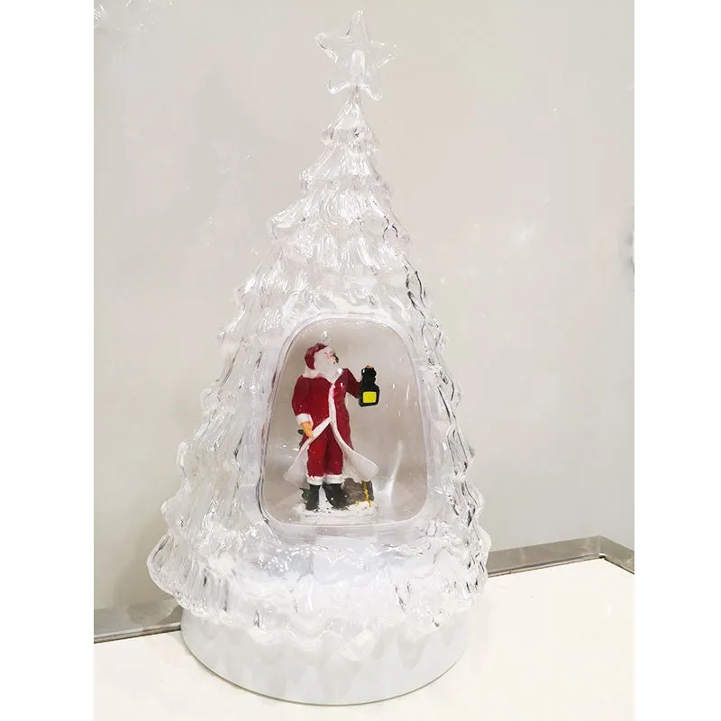 Christmas White LED Snow Globe Water Lantern with Clear Tree Design