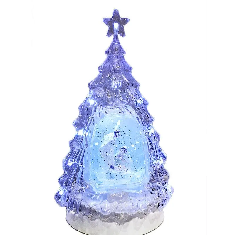 Christmas White LED Snow Globe Water Lantern with Clear Tree Design