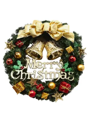 Christmas Wreath for Door or Wall, Garland Christmas Home Decoration(Golden Ribbon 40 cm)