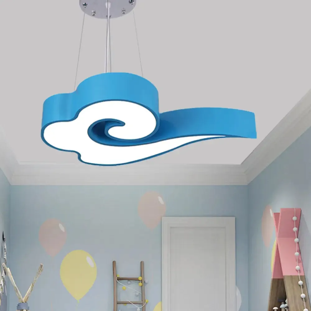 Cloud Ceiling Chandelier LED Hanging Light in Multiple Colors for Children's Room, 18"/22.5" Wide, Macaron Acrylic, Third Gear Brightness