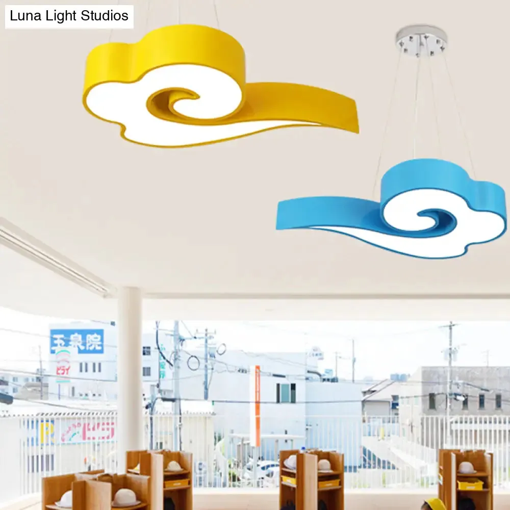 Cloud Ceiling Chandelier LED Hanging Light in Multiple Colors for Children's Room, 18"/22.5" Wide, Macaron Acrylic, Third Gear Brightness