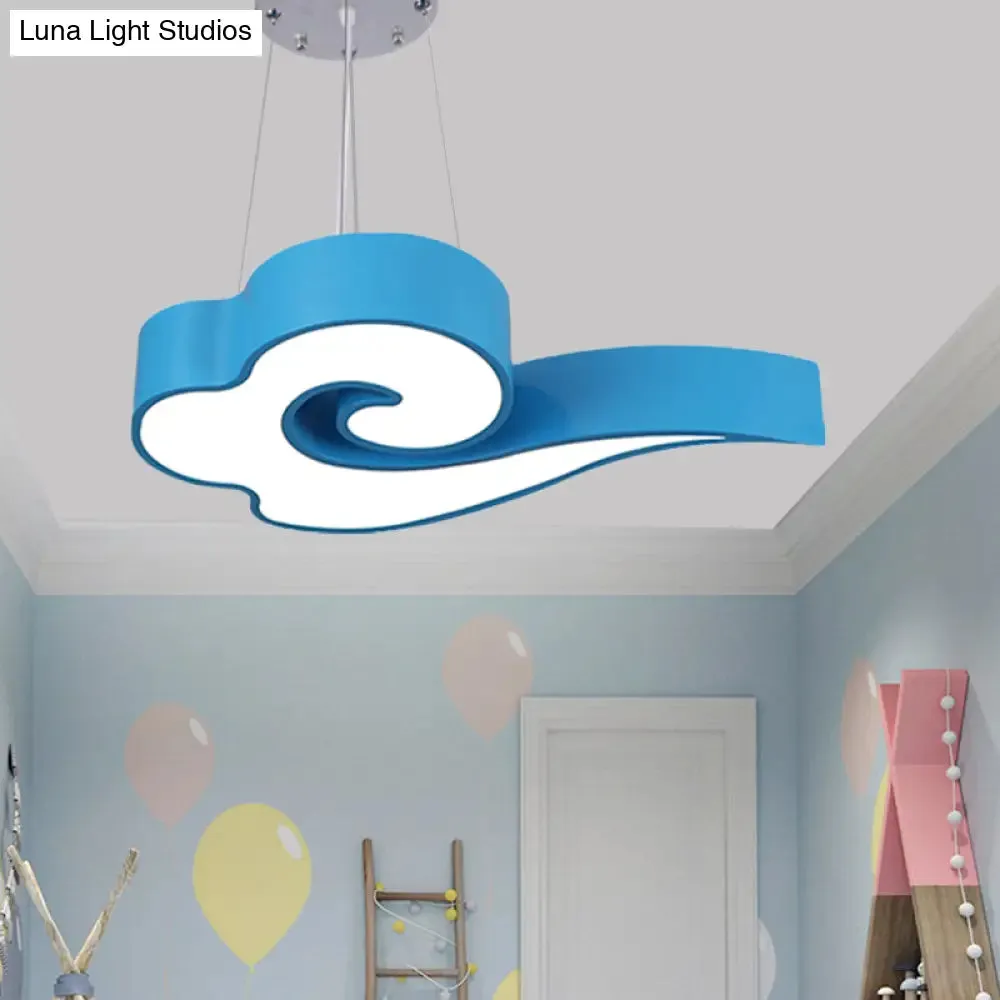 Cloud Ceiling Chandelier LED Hanging Light in Multiple Colors for Children's Room, 18"/22.5" Wide, Macaron Acrylic, Third Gear Brightness