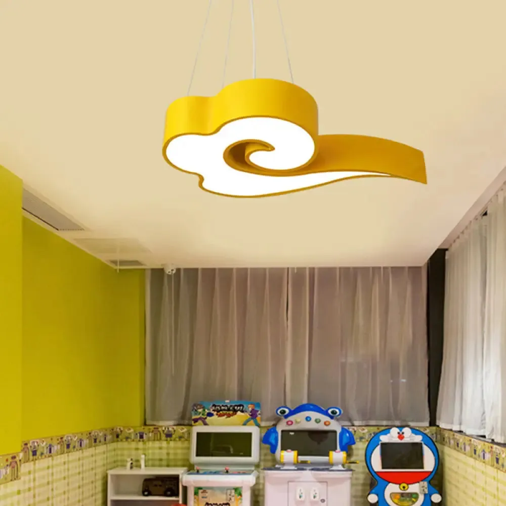 Cloud Ceiling Chandelier LED Hanging Light in Multiple Colors for Children's Room, 18"/22.5" Wide, Macaron Acrylic, Third Gear Brightness