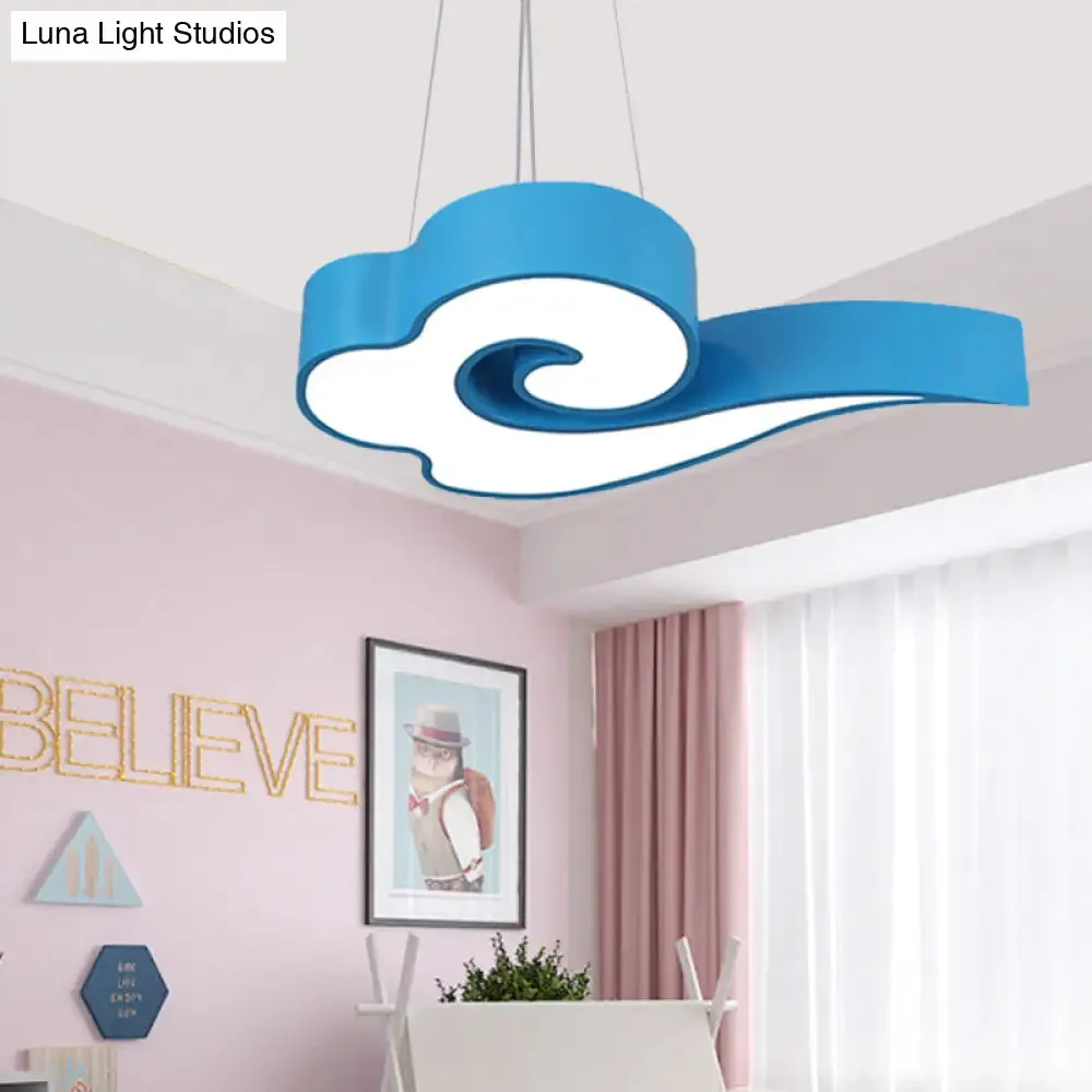 Cloud Ceiling Chandelier LED Hanging Light in Multiple Colors for Children's Room, 18"/22.5" Wide, Macaron Acrylic, Third Gear Brightness