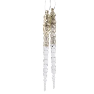 Decoris 14.5cm Transparent Gold Glitter Top Icicle Hanging Decoration