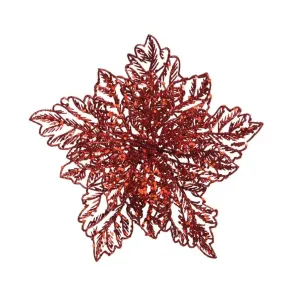 Decoris 23.5cm Red Poinsettia on Clip