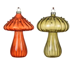 Decoris Glass Mushroom Hanging Decoration (Choice of 2)