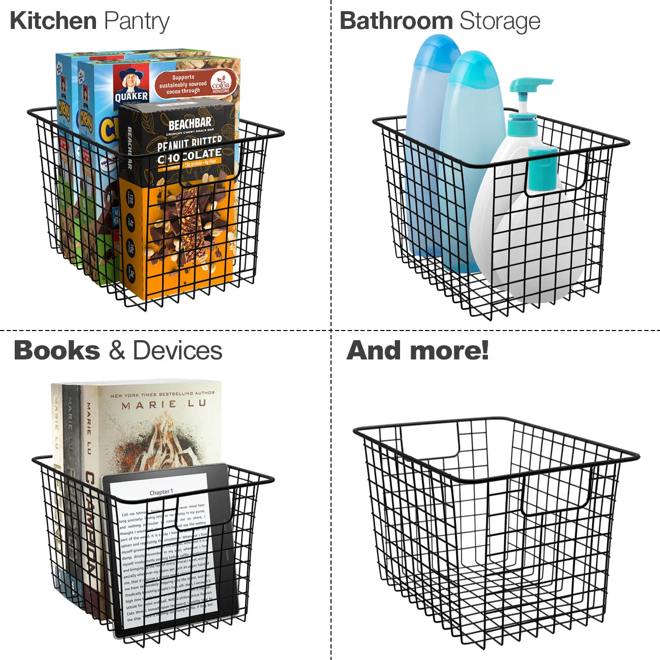 Deep Farmhouse Wire Basket Bins Set