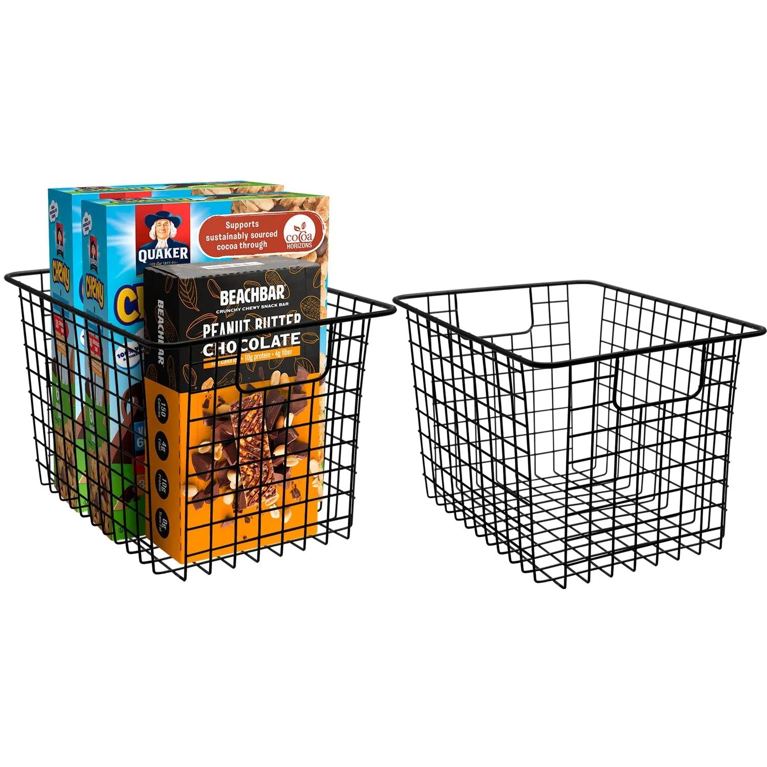 Deep Farmhouse Wire Basket Bins Set