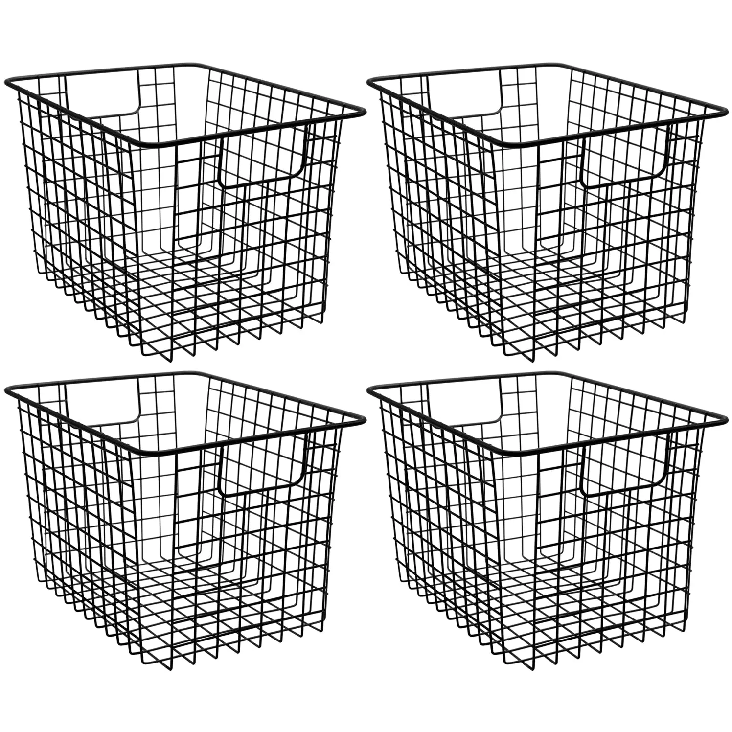 Deep Farmhouse Wire Basket Bins Set