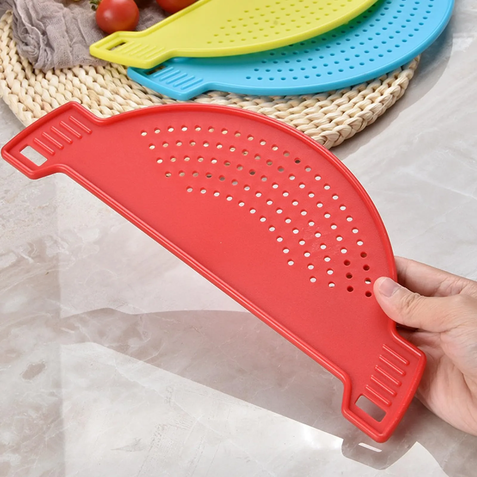 Drain basket washing rice filter leak-proof baffle kitchen gadget pot side drainer strainer screen drainer