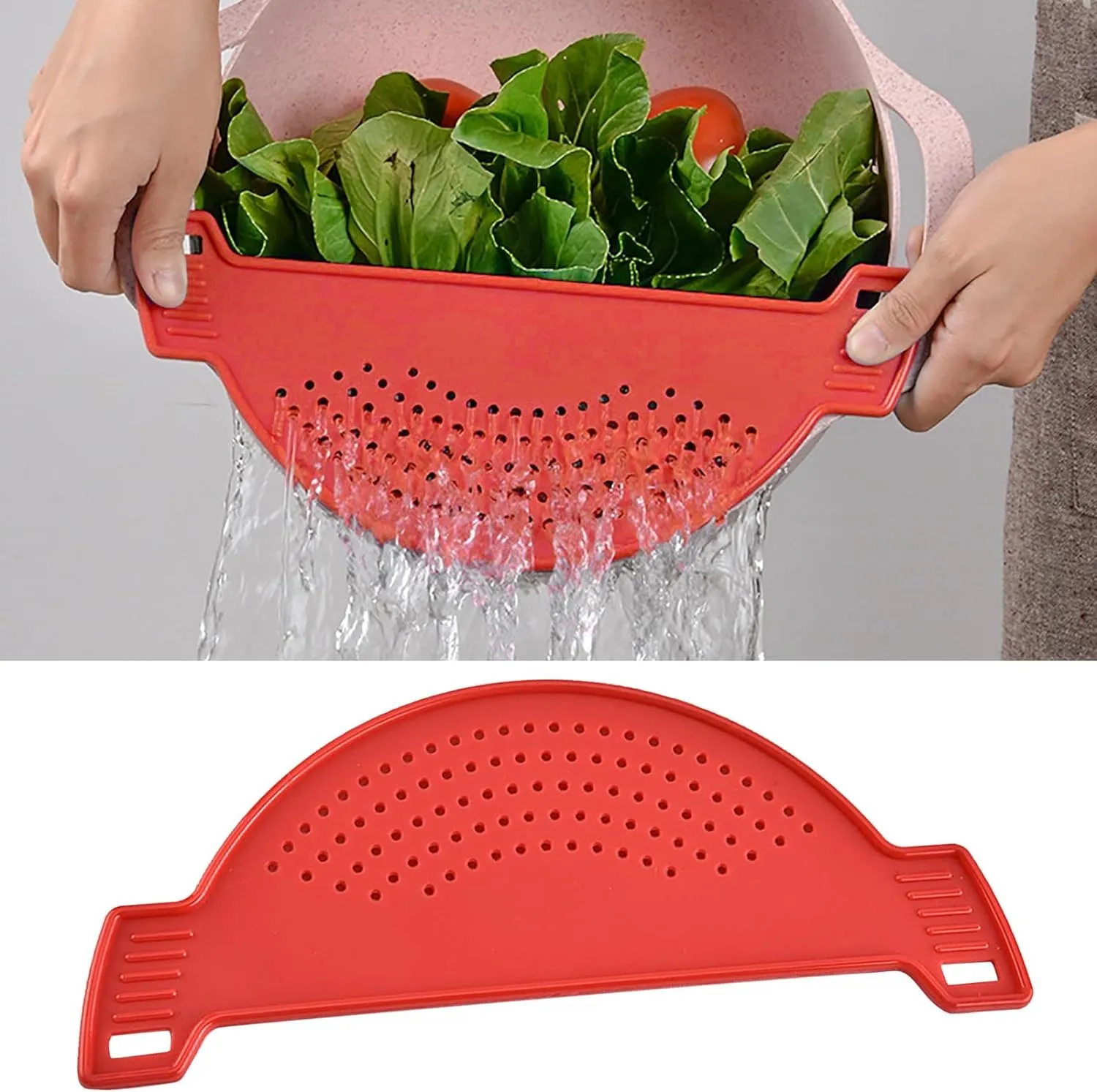 Drain basket washing rice filter leak-proof baffle kitchen gadget pot side drainer strainer screen drainer