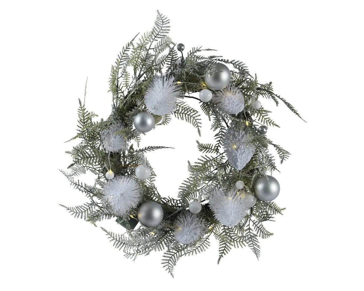 Everlands 40CM Green & Silver Wreath