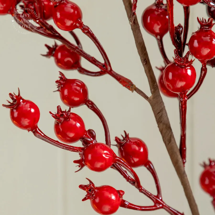 Faux Red Berry Branch Set of 3 – Elegant Seasonal Decoration