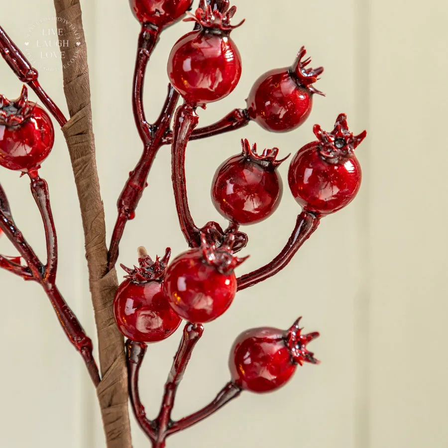 Faux Red Berry Branch Set of 3 – Elegant Seasonal Decoration