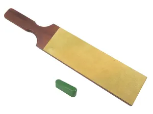 French 2-Sided 3" x 10" Leather Strop with 1.2oz Chromium Oxide 0.5 Micron Polishing Compound Bar