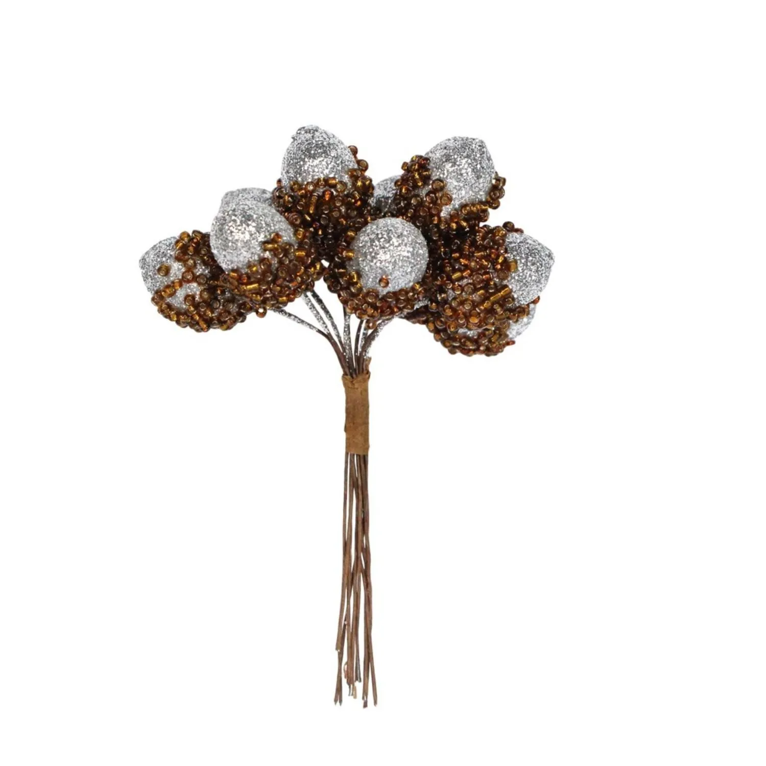 Gisela Graham 11cm Silver Glitter Acorn Pick