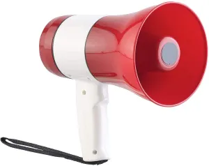 Handheld Bullhorn Megaphone 30 W with Bluetooth Speaker Recorder USB and Memory Card Input for Announcing / Talk / Record / Play / Siren / Music with Replaceable Lithium Rechargeable Battery and Charger