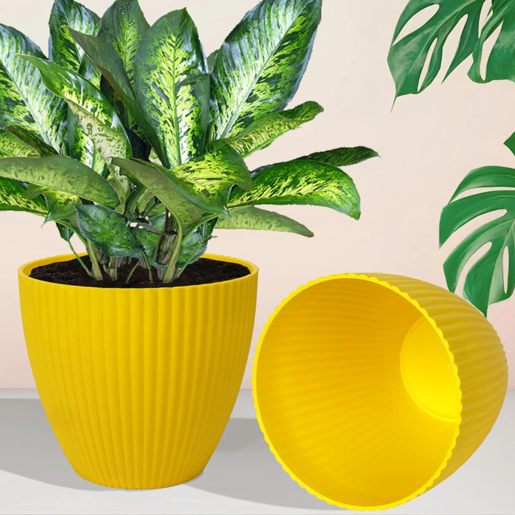 Heart Home Flower Pot | Flower Planter Pots for Indoor | Flower Pots for Outdoor | Pot for Garden & Balcony Flowering | Flower Plants Pot | Mega Flower Pot | 6 Inch | Yellow