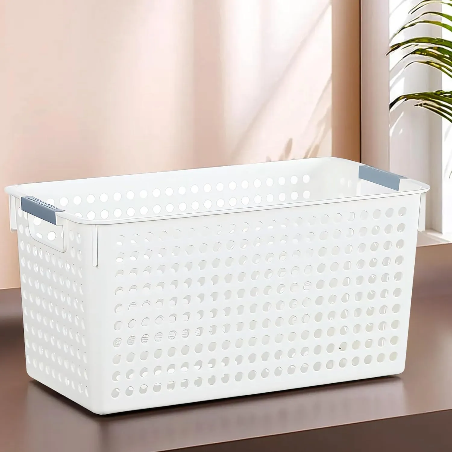 Homestic Shelf Baskets 17.5 cm Height | Plastic Storage Basket for Kitchen Fruits Vegetables Toys | Multipurpose Utlility | Attractive Design | White