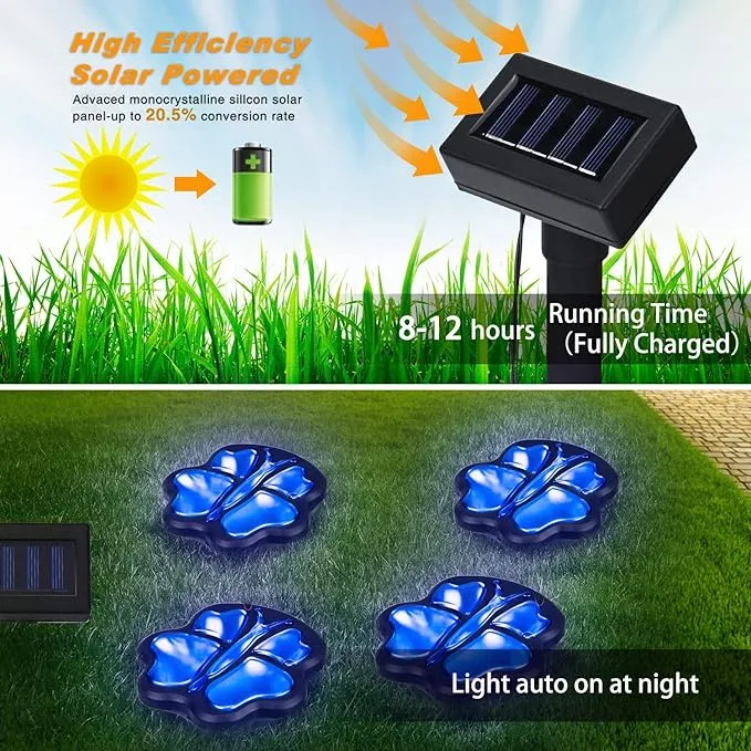 Ideaworks Solar Powered LED Butterfly Lights - Decorative Gardening 4 Piece Set