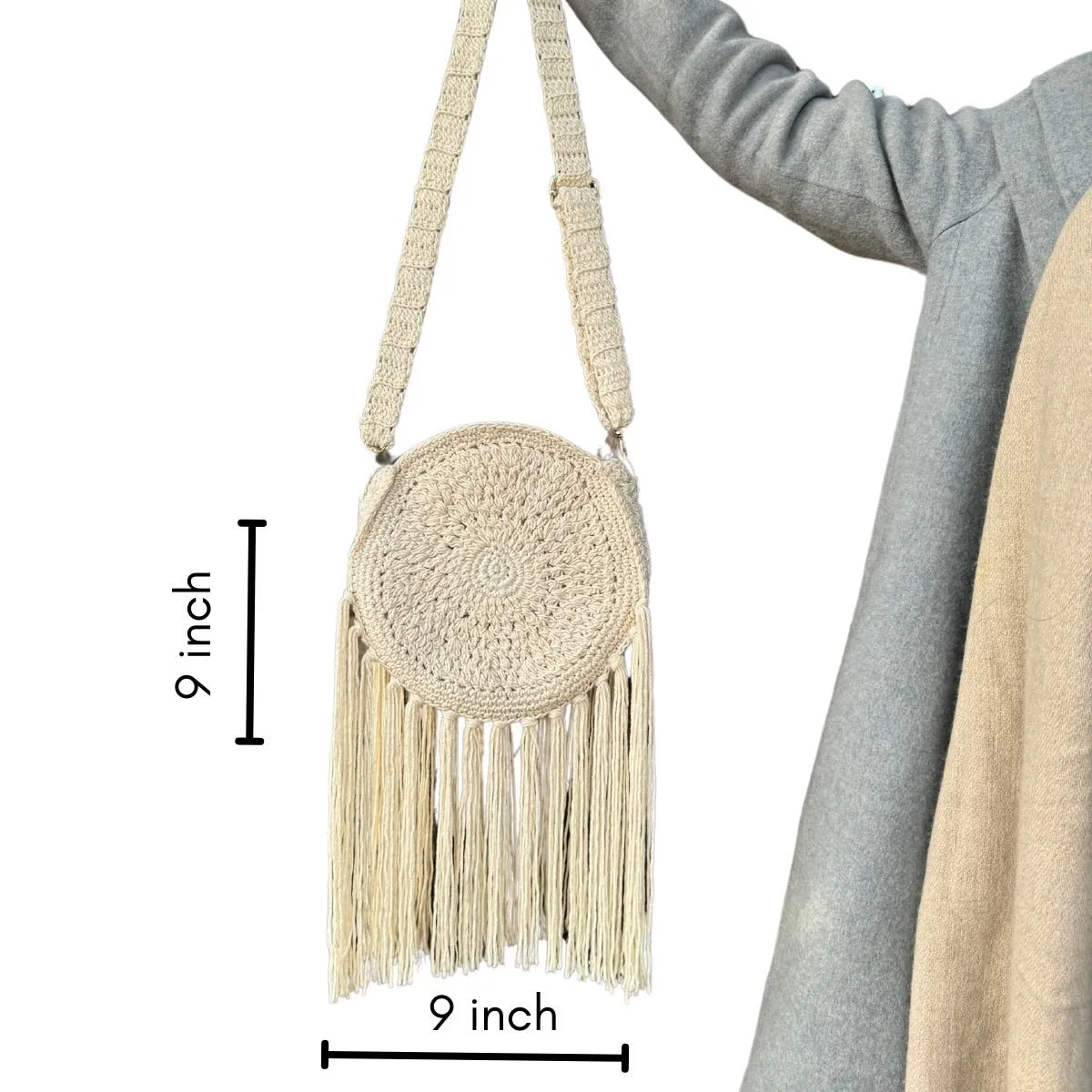 Ivory Boho Crochet Handmade Bag