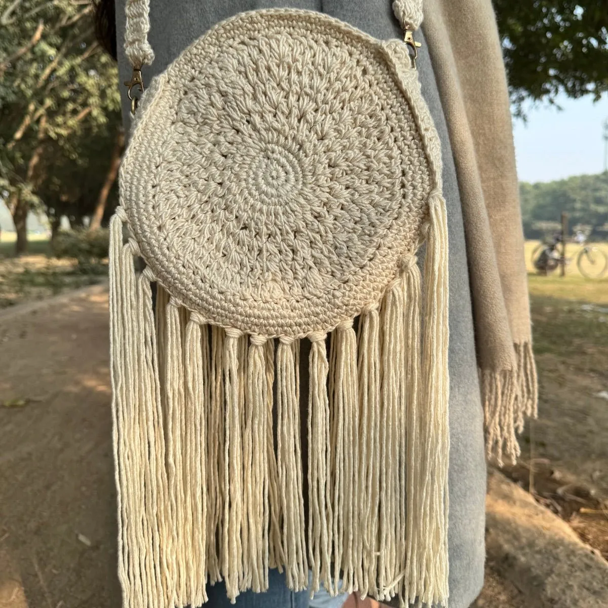 Ivory Boho Crochet Handmade Bag