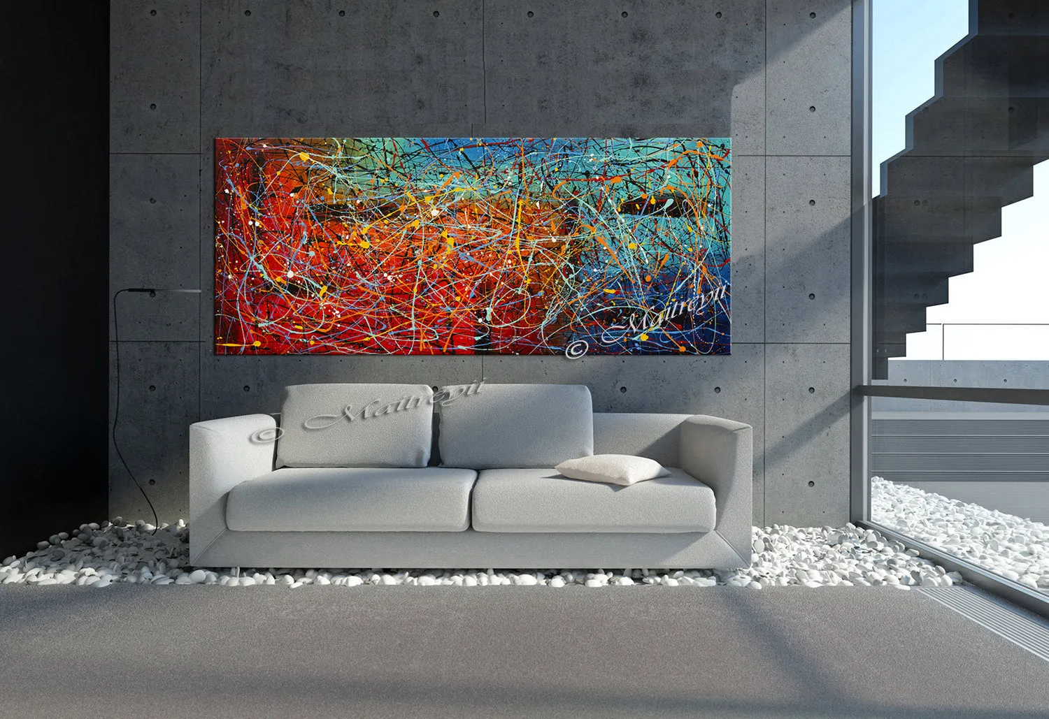 Jackson Pollock Style | Abstract artwork large oil painting on canvas modern wall art - Vintage Beauty 43