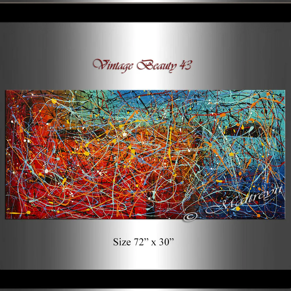 Jackson Pollock Style | Abstract artwork large oil painting on canvas modern wall art - Vintage Beauty 43