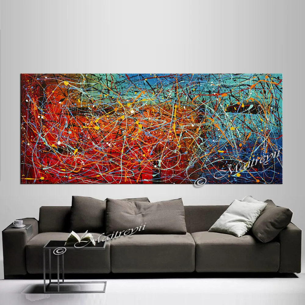 Jackson Pollock Style | Abstract artwork large oil painting on canvas modern wall art - Vintage Beauty 43