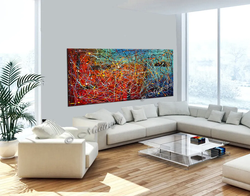 Jackson Pollock Style | Abstract artwork large oil painting on canvas modern wall art - Vintage Beauty 43