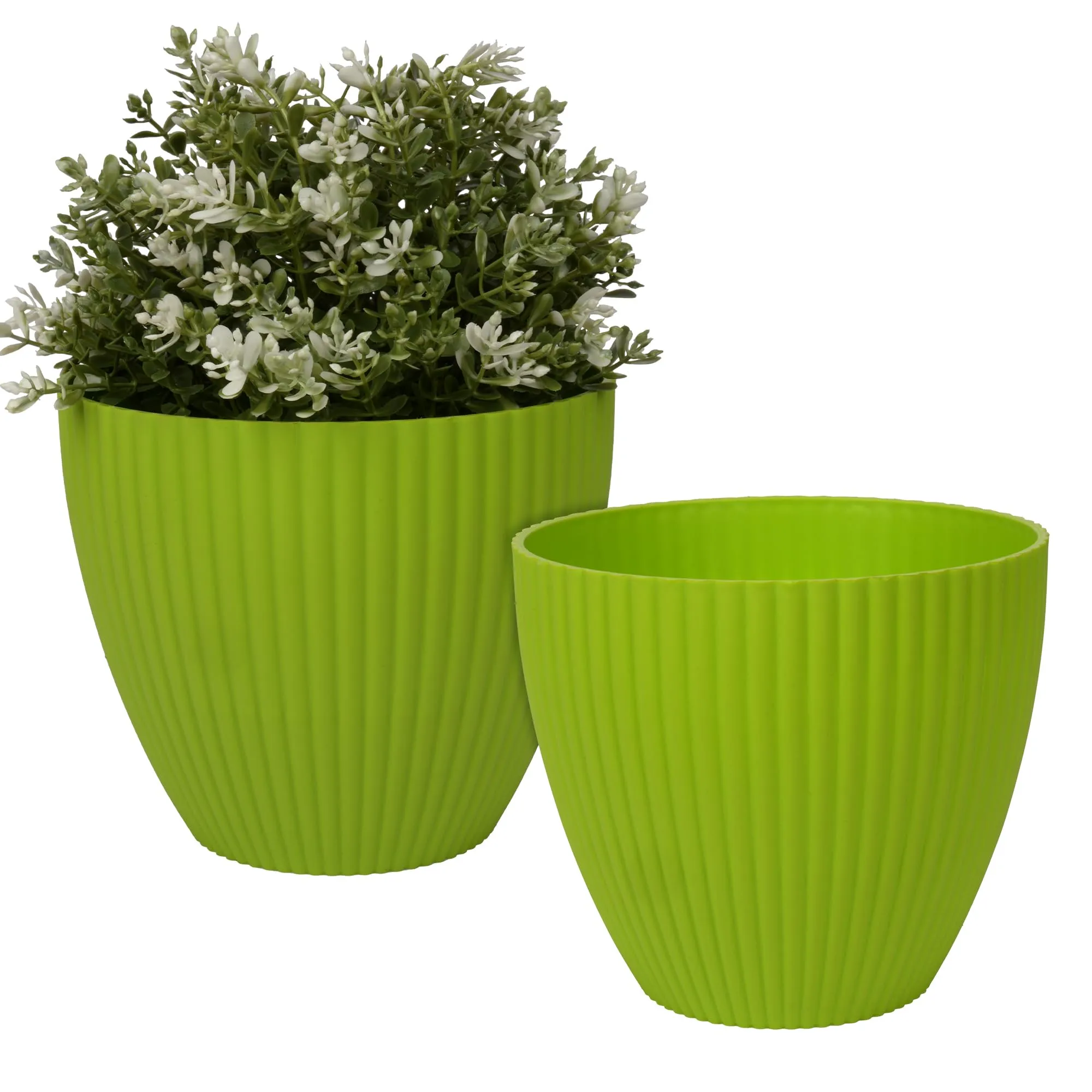 Kuber Industries Flower Pot | Flower Planter Pots for Indoor | Flower Pots for Outdoor | Pot for Garden & Balcony Flowering | Flower Plants Pot | Mega Flower Pot | 6 Inch | Pack of 2 | Green